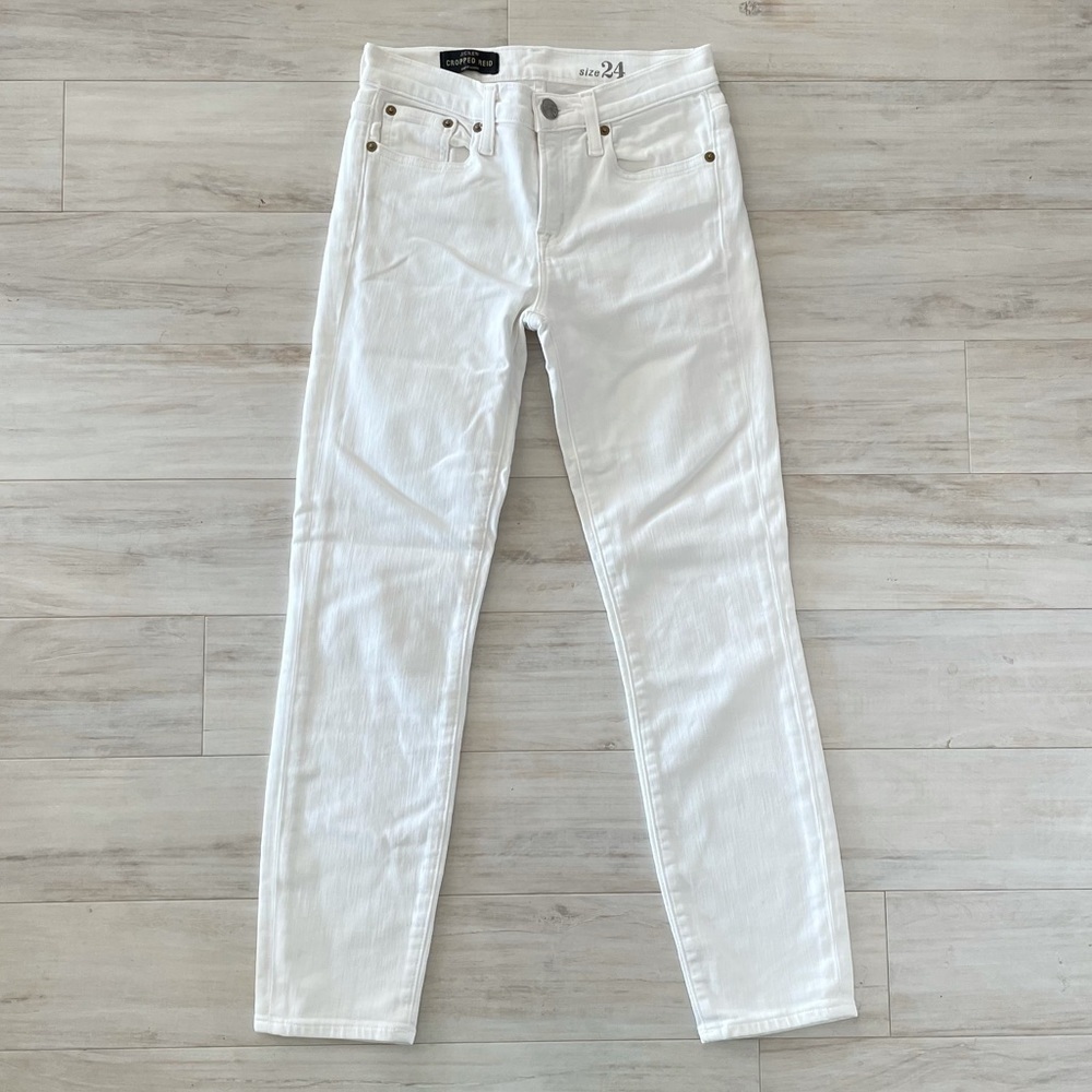 J. Crew Reid Cropped White Denim Jeans
